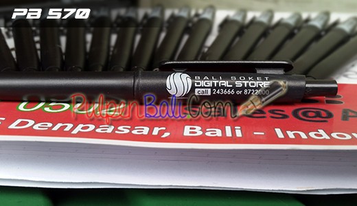pulpen PB570 Hitam cetak putih pesanan Bali Soket